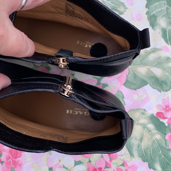 Coach Black Leather Zip Heeled Booties Size 9.5B - Picture 8 of 10